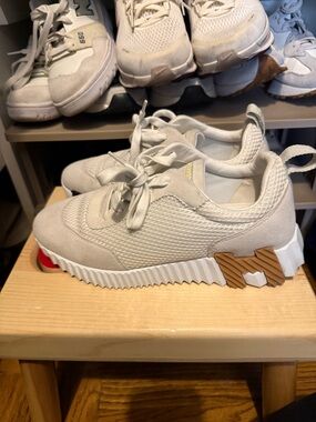 Hermes Bouncing Sneaker - White and Tan Low-Top Sneakers